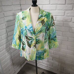 Laura Plus Petites Ladies Size 16WP Multi Colored Lined Linen Blend Blazer